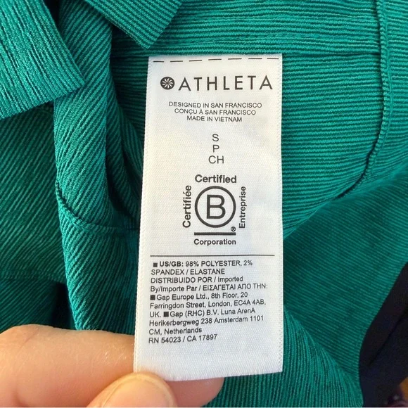 Athleta Echo Top V Neck Short Sleeve Button-Down Shirt in Green - Size Small NWT - Picture 7 of 7